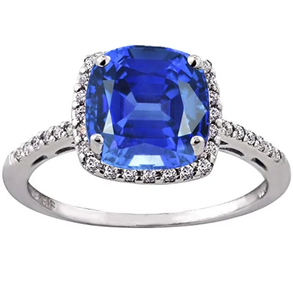 HarryChadEntcom Ladies Halo Ring Cushion Ceylon Sapphire Natural Earth Mined Diamonds 5 Carats Gold 14K Rings HarryChadEntcom Ladies Halo Ring Cushion Ceylon Sapphire Natural Earth Mined Diamonds 5 Carats Gold 14K Rings