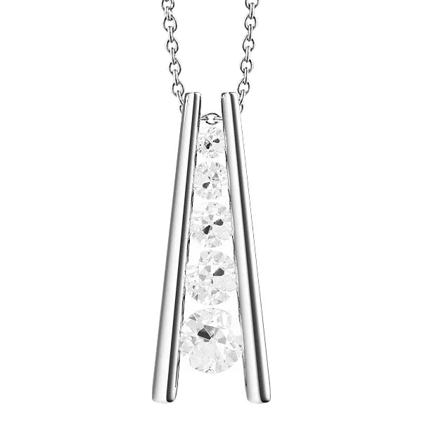 HarryChadEntcom Necklaces Natural Earth Mined Diamond Pendant Five Stone Round Old European Slide Style 3 Carats 14K HarryChadEntcom Necklaces Natural Earth Mined Diamond Pendant Five Stone Round Old European Slide Style 3 Carats 14K