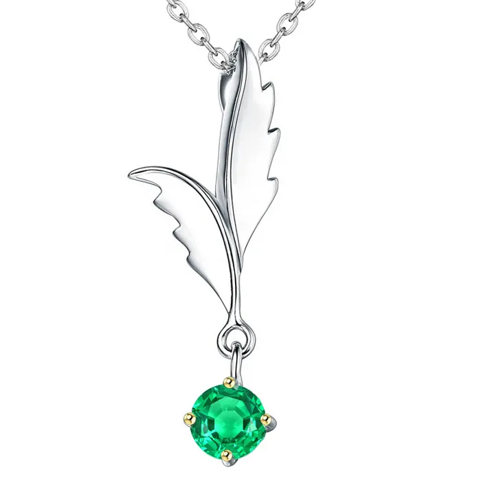 HarryChadEntcom Necklaces Round Gem Pendant Green Emerald Butterfly Wings Necklace HarryChadEntcom Necklaces Round Gem Pendant Green Emerald Butterfly Wings Necklace