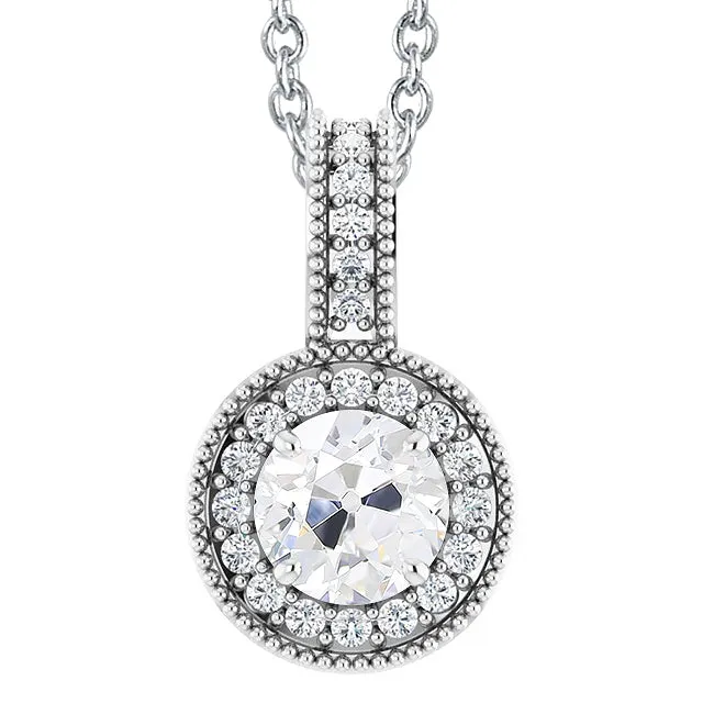HarryChadEntcom Necklaces Round Old Mine Cut Halo Natural Earth Mined Diamond Pendant 4 Carats White Gold 14K HarryChadEntcom Necklaces Round Old Mine Cut Halo Natural Earth Mined Diamond Pendant 4 Carats White Gold 14K