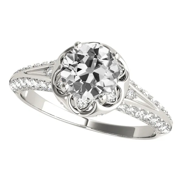 HarryChadEntcom Rings 14K Gold Halo Ring Round Old Miner Natural Earth Mined Diamond Pave Set 6 Carats