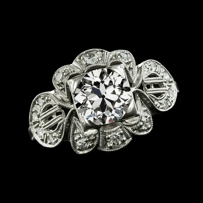 HarryChadEntcom Rings Antique Style Round Real Natural Earth Mined Diamond Old Mine Cut Ring Milgrain 3 Carats HarryChadEntcom Rings Antique Style Round Real Natural Earth Mined Diamond Old Mine Cut Ring Milgrain 3 Carats