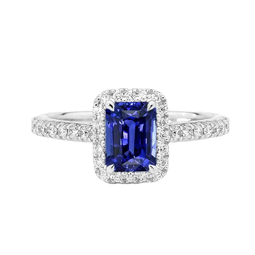 HarryChadEntcom Rings Emerald Halo Anniversary Ring Ceylon Sapphire Natural Earth Mined Diamonds 3 Carats HarryChadEntcom Rings Emerald Halo Anniversary Ring Ceylon Sapphire Natural Earth Mined Diamonds 3 Carats