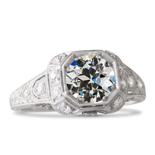 HarryChadEntcom Rings Gold Round Old Cut Natural Earth Mined Diamond Engagement Ring 250 Carats Milgrain Shank HarryChadEntcom Rings Gold Round Old Cut Natural Earth Mined Diamond Engagement Ring 250 Carats Milgrain Shank