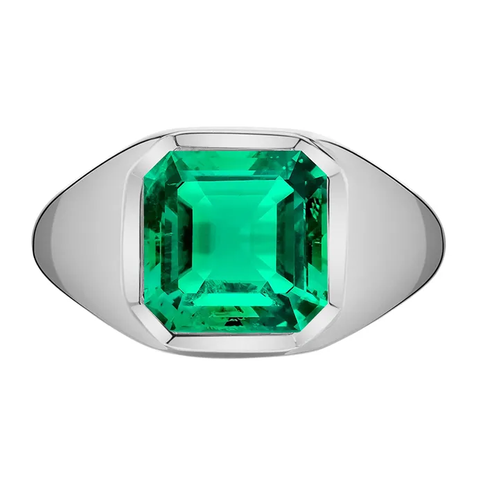 HarryChadEntcom Rings Green Emerald Gents Ring Solitaire Asscher Cut