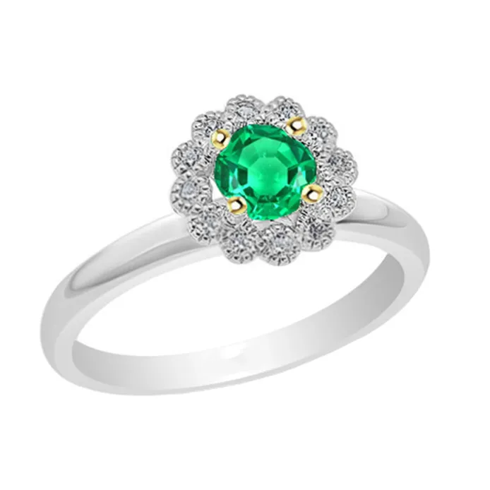 HarryChadEntcom Rings Halo Green Emerald Ring Flower Style Jewelry For Women HarryChadEntcom Rings Halo Green Emerald Ring Flower Style Jewelry For Women