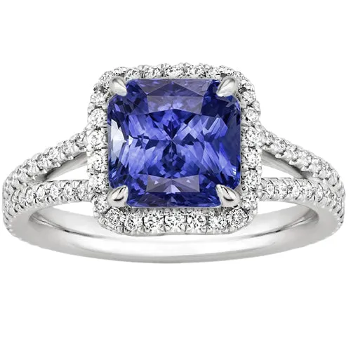 HarryChadEntcom Rings Halo Natural Earth Mined Diamond Srilankan Sapphire Engagement Ring Split Shank 4 Carats HarryChadEntcom Rings Halo Natural Earth Mined Diamond Srilankan Sapphire Engagement Ring Split Shank 4 Carats