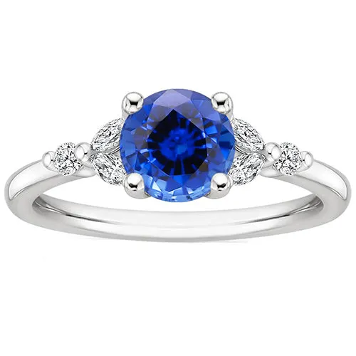 HarryChadEntcom Rings Ladies Gemstone Ring Blue Sapphire Marquise Round Natural Earth Mined Diamonds 3 Carats HarryChadEntcom Rings Ladies Gemstone Ring Blue Sapphire Marquise Round Natural Earth Mined Diamonds 3 Carats