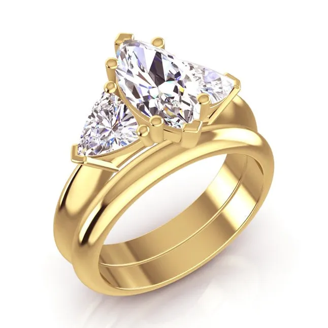 HarryChadEntcom Rings Marquise Trillion Mined Diamond Engagement Ring Set With Plain Band 2 Ct HarryChadEntcom Rings Marquise Trillion Mined Diamond Engagement Ring Set With Plain Band 2 Ct