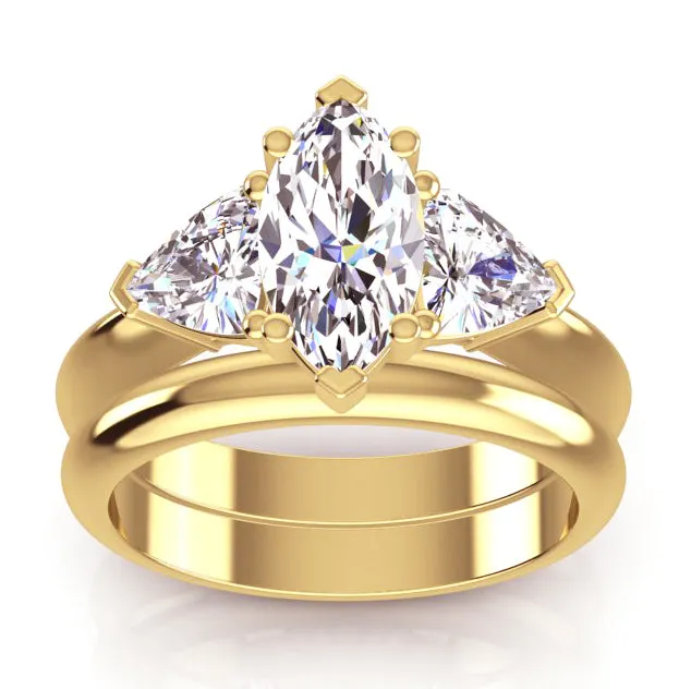 HarryChadEntcom Rings Marquise Trillion Mined Diamond Engagement Ring Set With Plain Band 2 Ct HarryChadEntcom Rings Marquise Trillion Mined Diamond Engagement Ring Set With Plain Band 2 Ct