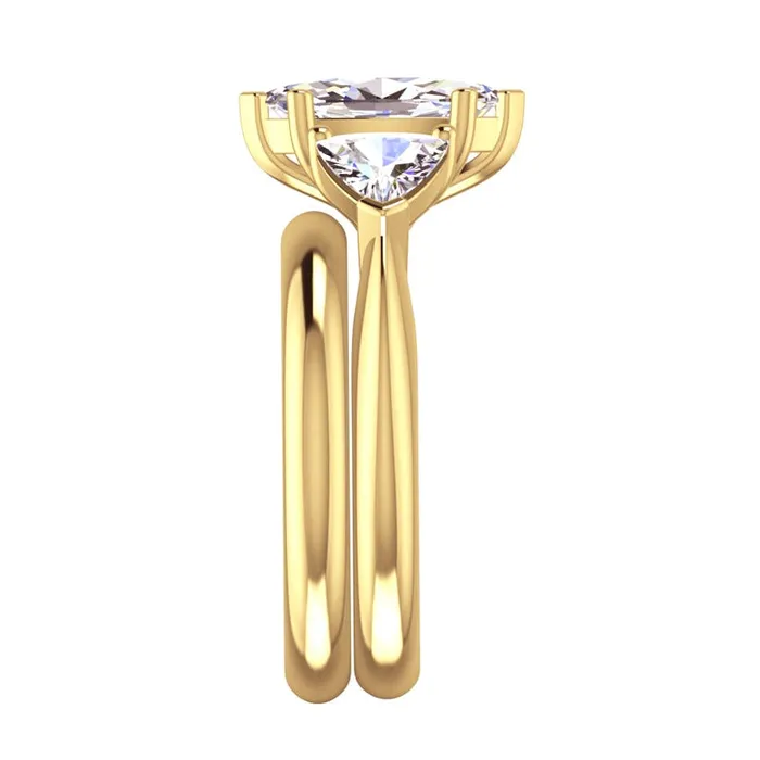 HarryChadEntcom Rings Marquise Trillion Mined Diamond Engagement Ring Set With Plain Band 2 Ct HarryChadEntcom Rings Marquise Trillion Mined Diamond Engagement Ring Set With Plain Band 2 Ct
