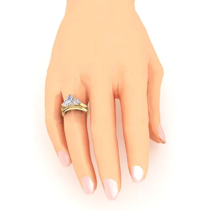 HarryChadEntcom Rings Marquise Trillion Mined Diamond Engagement Ring Set With Plain Band 2 Ct HarryChadEntcom Rings Marquise Trillion Mined Diamond Engagement Ring Set With Plain Band 2 Ct