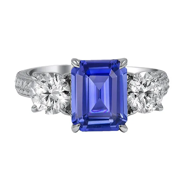 HarryChadEntcom Rings Natural Earth Mined Diamond 3 Stone Emerald Srilanka Sapphire Ring Vintage Style 3 Carats HarryChadEntcom Rings Natural Earth Mined Diamond 3 Stone Emerald Srilanka Sapphire Ring Vintage Style 3 Carats