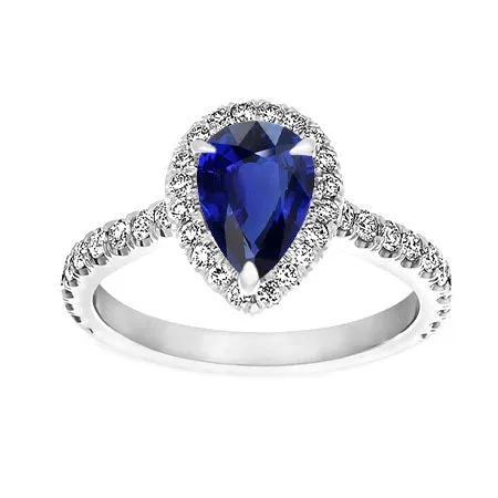HarryChadEntcom Rings Pear Shaped Sapphire Ring 250 Ct Halo Prong Set Diamonds HarryChadEntcom Rings Pear Shaped Sapphire Ring 250 Ct Halo Prong Set Diamonds