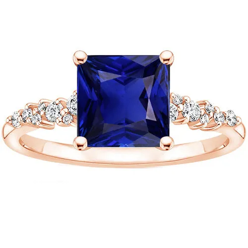 HarryChadEntcom Rings Rose Gold Womens Blue Sapphire Gemstone Ring With Accents 375 Carats HarryChadEntcom Rings Rose Gold Womens Blue Sapphire Gemstone Ring With Accents 375 Carats