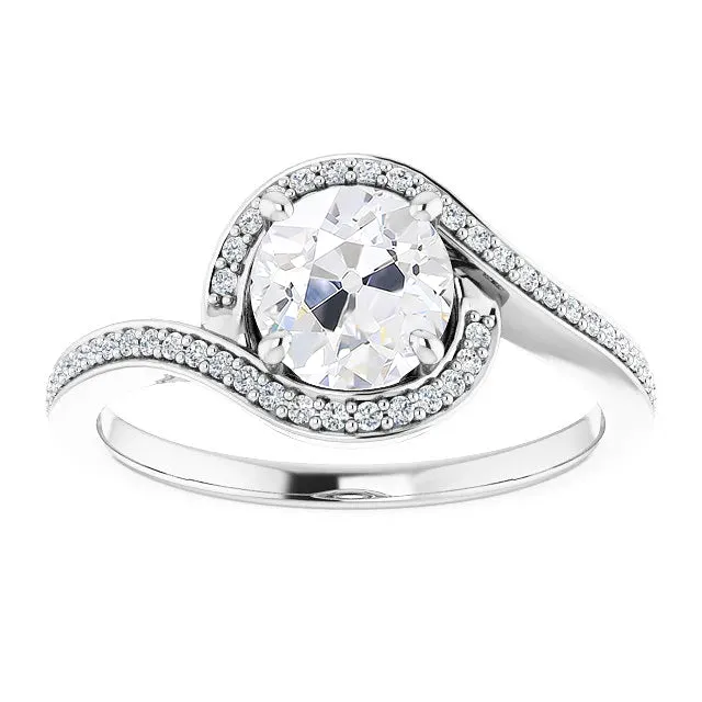 HarryChadEntcom Rings Round Old Cut Natural Earth Mined Diamond Halo Ring With Accents Prong Set 475 Carats
