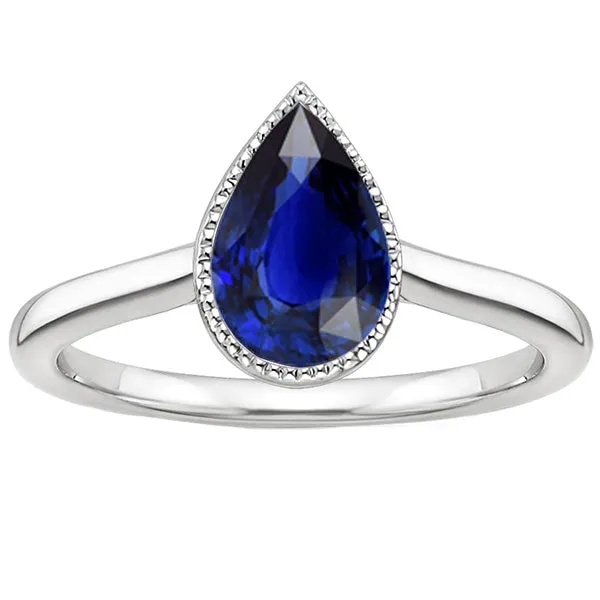 HarryChadEntcom Rings Solitaire Engagement Ring Bezel Set Pear Ceylon Sapphire 250 Carats HarryChadEntcom Rings Solitaire Engagement Ring Bezel Set Pear Ceylon Sapphire 250 Carats