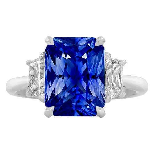 HarryChadEntcom Rings Three Stone Gemstone Sapphire Ring With Radiant Natural Earth Mined Diamonds 350 Carats HarryChadEntcom Rings Three Stone Gemstone Sapphire Ring With Radiant Natural Earth Mined Diamonds 350 Carats