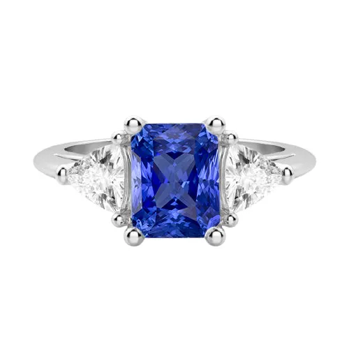 HarryChadEntcom Rings Three Stone Trillion Natural Earth Mined Diamond Ring Blue Sapphire 2 Carat Prongs HarryChadEntcom Rings Three Stone Trillion Natural Earth Mined Diamond Ring Blue Sapphire 2 Carat Prongs