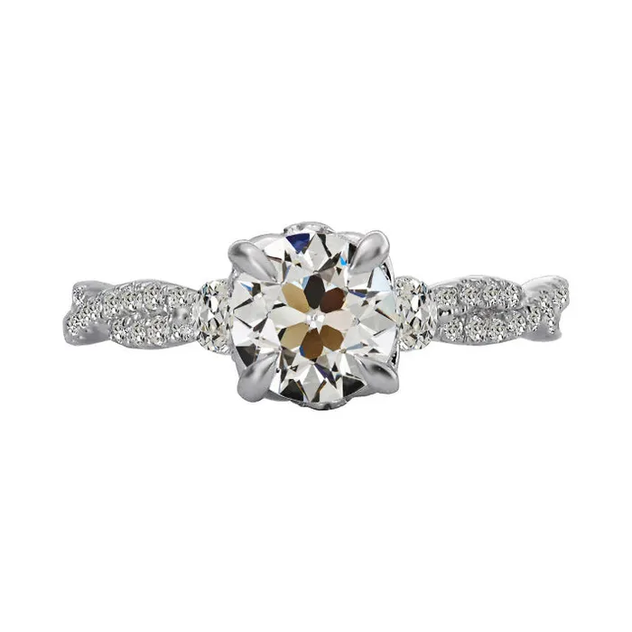 HarryChadEntcom Round Old Mine Cut Natural Earth Mined Diamond Ring Pave Twisted Shank 5 Carats Rings HarryChadEntcom Round Old Mine Cut Natural Earth Mined Diamond Ring Pave Twisted Shank 5 Carats Rings