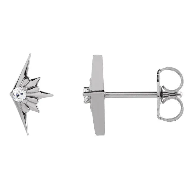 HarryChadEntcom Wing Style Real Diamond Stud Earrings Round Old Mine Cut 1 Carat White Gold Earrings HarryChadEntcom Wing Style Real Diamond Stud Earrings Round Old Mine Cut 1 Carat White Gold Earrings