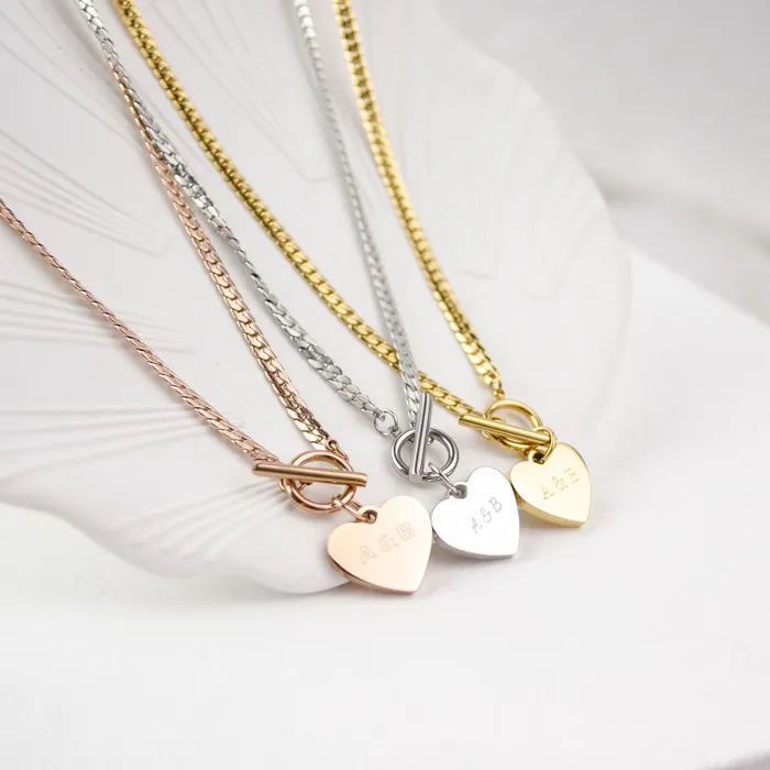 Heart Charm TBar Chain Necklace Gold Hey Happiness Necklaces