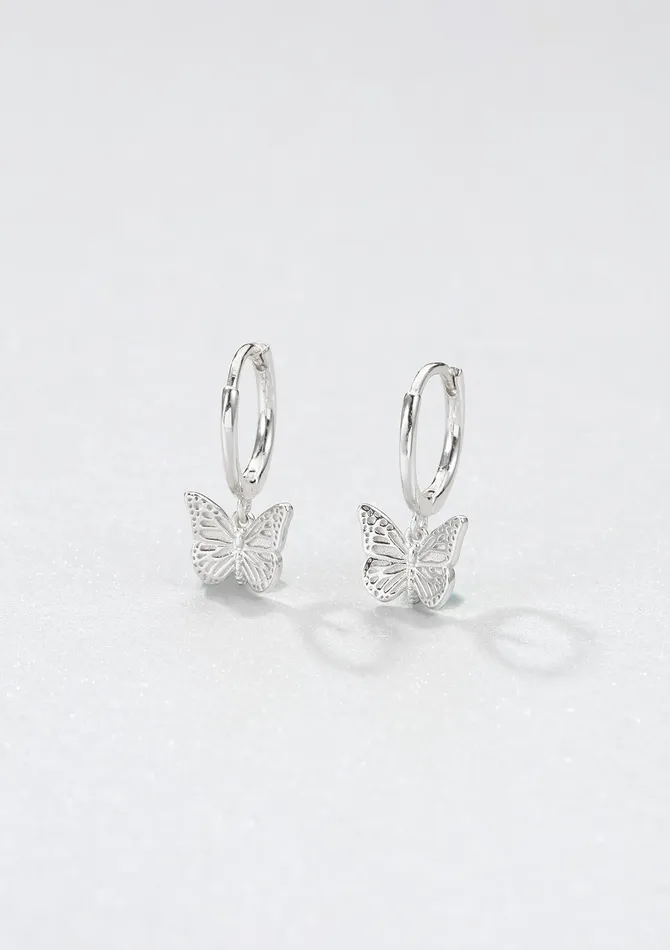 Hey Happiness Earrings Butterfly Huggie Earrings Sterling Silver Hey Happiness Earrings Butterfly Huggie Earrings Sterling Silver