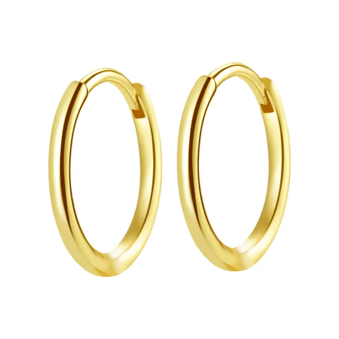 Hey Happiness Earrings Plain Hoop Earrings Sterling Silver Gold