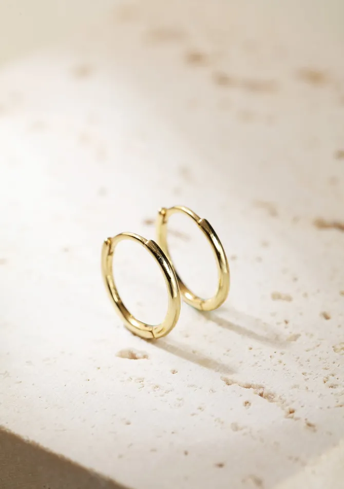 Hey Happiness Earrings Plain Hoop Earrings Sterling Silver Gold Hey Happiness Earrings Plain Hoop Earrings Sterling Silver Gold