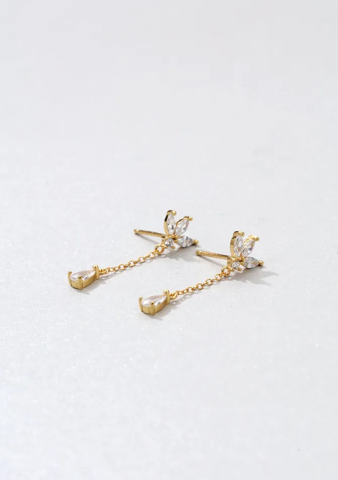 Hey Happiness Earrings Teardrop Stud Earrings Sterling Silver Gold Hey Happiness Earrings Teardrop Stud Earrings Sterling Silver Gold