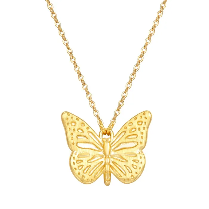 Hey Happiness Necklaces Butterfly Pendant Necklaces Sterling Silver Gold