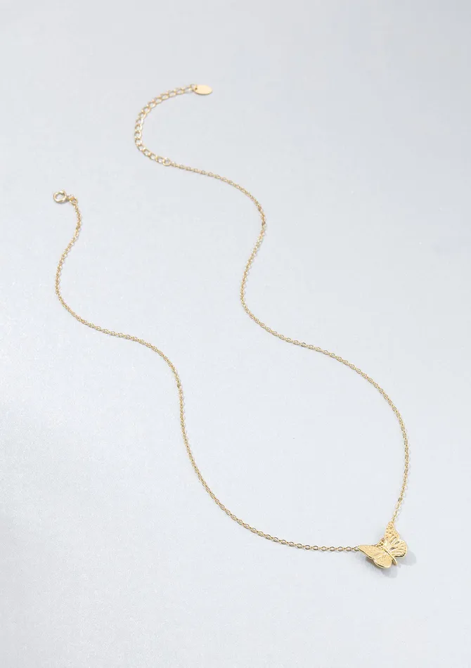 Hey Happiness Necklaces Butterfly Pendant Necklaces Sterling Silver Gold