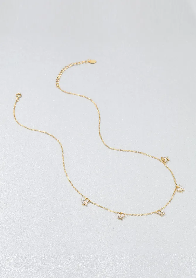 Hey Happiness Necklaces Butterfly Pendant Necklaces Sterling Silver Gold