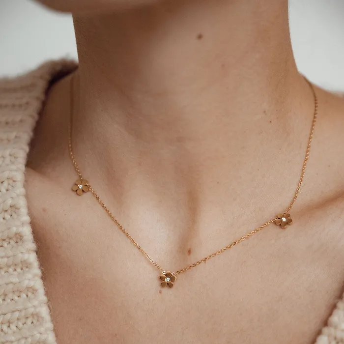 Hey Happiness Necklaces ForgetMeNot Charm Necklace Gold Hey Happiness Necklaces ForgetMeNot Charm Necklace Gold