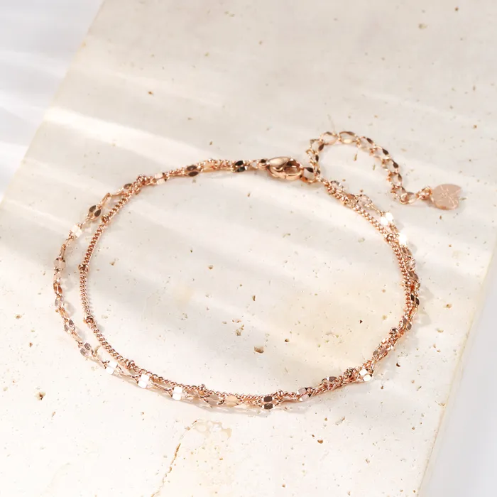 Hey Happiness Necklaces Layered Curb and Bobble Chain Anklet Rose Gold Hey Happiness Necklaces Layered Curb and Bobble Chain Anklet Rose Gold