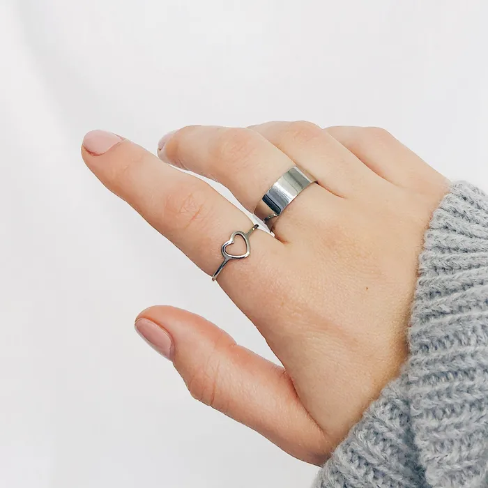Hey Happiness Rings Heart Ring Silver Hey Happiness Rings Heart Ring Silver