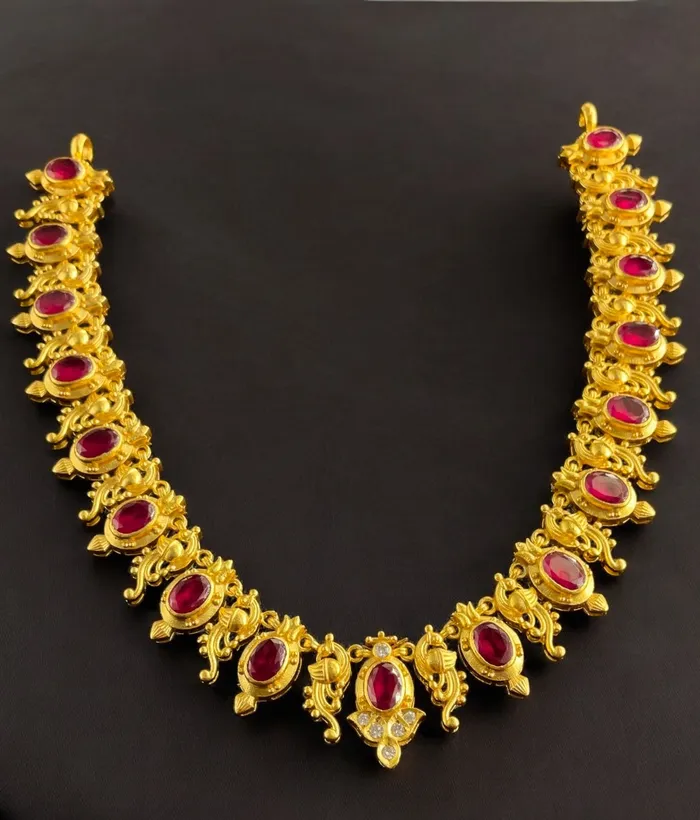 Kolhapur Necklaces The Aditya Silver Kemp Peacock Necklace