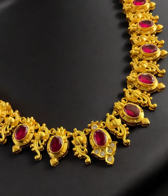 Kolhapur Necklaces The Aditya Silver Kemp Peacock Necklace