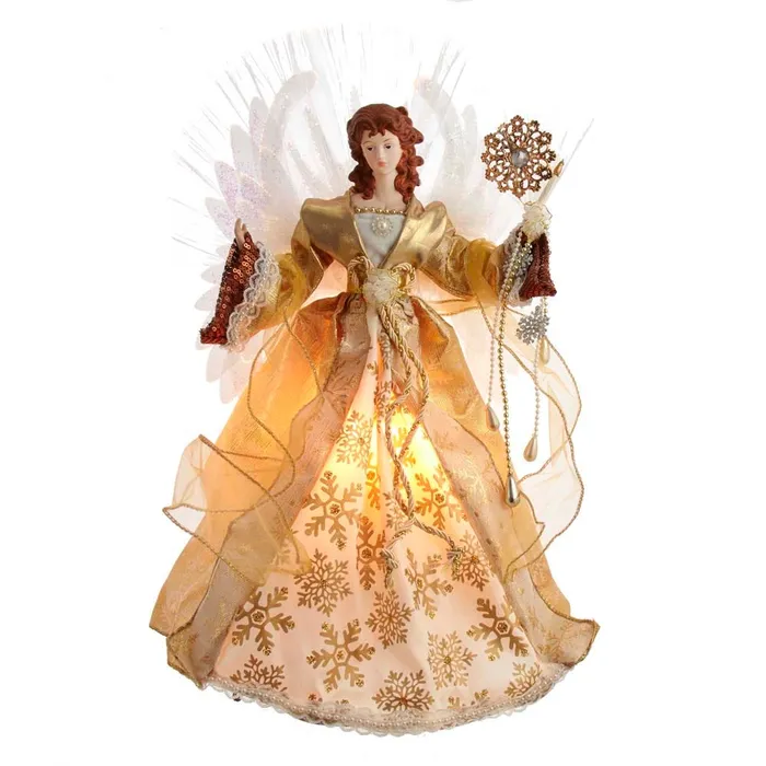 Kurt Adler PreStyled Sets Kurt Adler 18 Fiber Optic Gold Angel Treetop Plastic Kurt Adler PreStyled Sets Kurt Adler 18 Fiber Optic Gold Angel Treetop Plastic