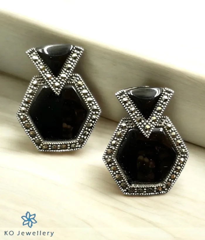 Marcasite The Parinita Silver Marcasite Cocktail Earrings Black Earrings