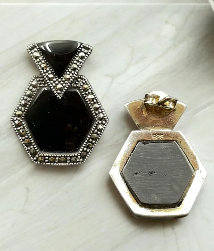 Marcasite The Parinita Silver Marcasite Cocktail Earrings Black Earrings