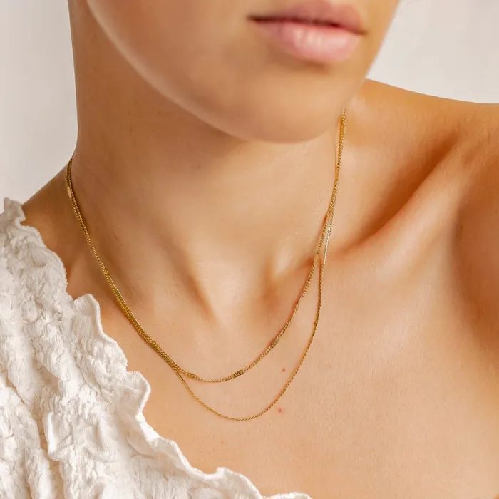 Mixed Cable and Bead Chain Necklace Gold Hey Happiness Necklaces Mixed Cable and Bead Chain Necklace Gold Hey Happiness Necklaces