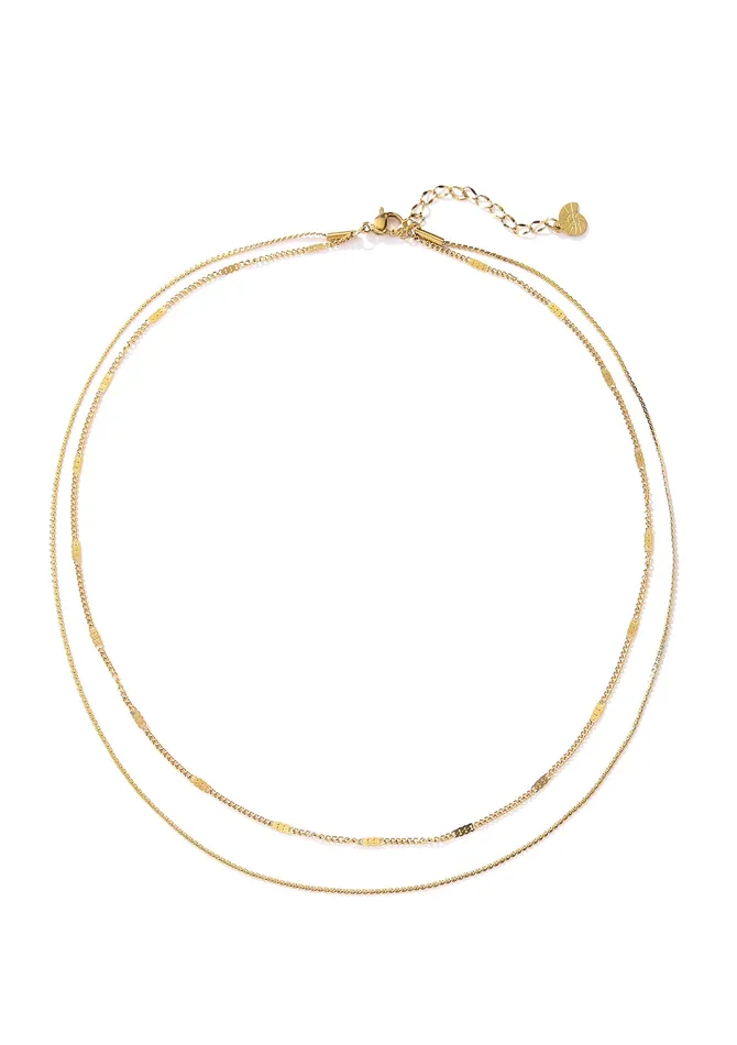 Mixed Cable and Bead Chain Necklace Gold Hey Happiness Necklaces Mixed Cable and Bead Chain Necklace Gold Hey Happiness Necklaces