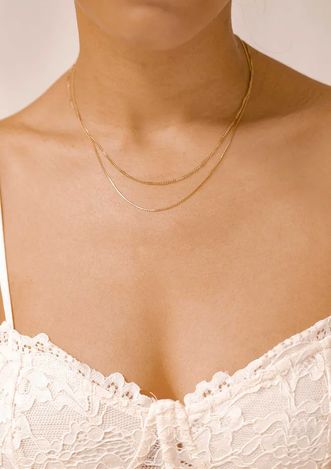 Mixed Cable and Bead Chain Necklace Gold Hey Happiness Necklaces Mixed Cable and Bead Chain Necklace Gold Hey Happiness Necklaces
