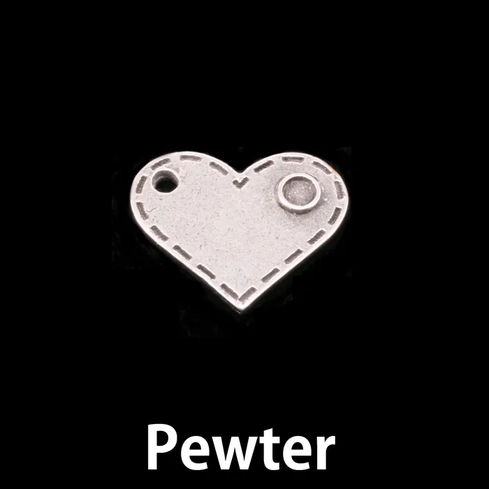 MJ Necklaces Pewter Stitched Edge Heart with Birthstone Bezel 192mm 76 x 158mm 62 16 Gauge MJ Necklaces Pewter Stitched Edge Heart with Birthstone Bezel 192mm 76 x 158mm 62 16 Gauge