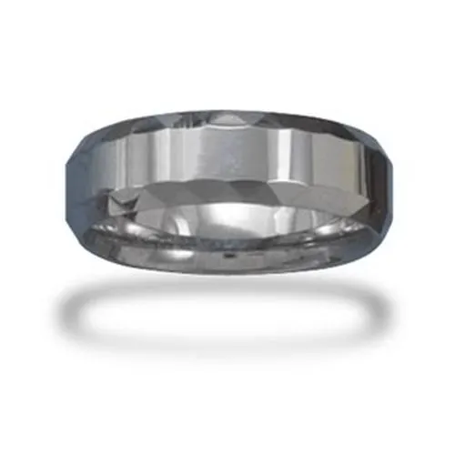 MMA Rings Tungsten Carbide 7mm MenS Ring with Faceted Edge Size 85