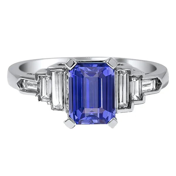 Natural Earth Mined Diamond Emerald Blue Sapphire With Baguette Accents Ring 3 Carats HarryChadEntcom Rings
