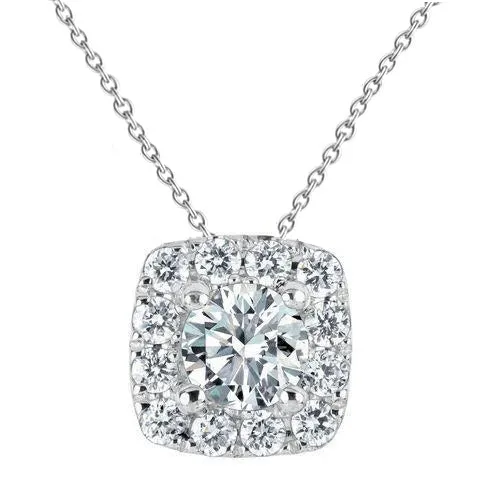 Necklaces 16 Ct Round Halo Natural Earth Mined Diamond Necklace Pendant GB Necklaces 16 Ct Round Halo Natural Earth Mined Diamond Necklace Pendant GB