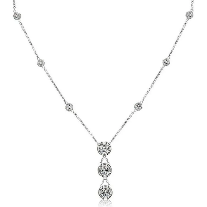 Necklaces Bezel Milligrain Setting 315 Ct 18 Inches Necklace White Gold 14K Natural Earth Mined Diamond GB Necklaces Bezel Milligrain Setting 315 Ct 18 Inches Necklace White Gold 14K Natural Earth Mined Diamond GB