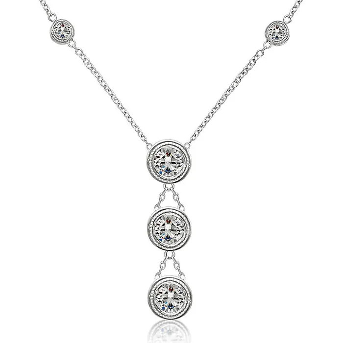 Necklaces Bezel Milligrain Setting 315 Ct 18 Inches Necklace White Gold 14K Natural Earth Mined Diamond GB